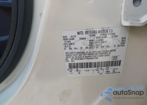 2007 Ford Edge Sel z USA, uszkodzony, nr VIN 2FMDK48C77BA99728